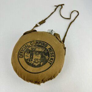 Vtg Boy Scouts BSA Official Camping Mess Kit Canvas Bag Made In Japan